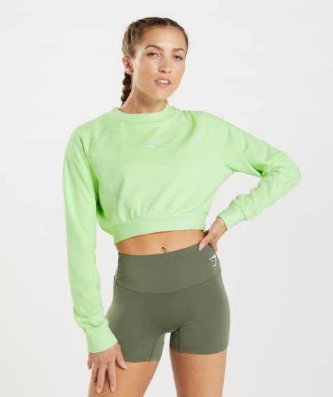 Women's Gymshark Training Cropped Sweatshirts Green | NZ 7JXRYL